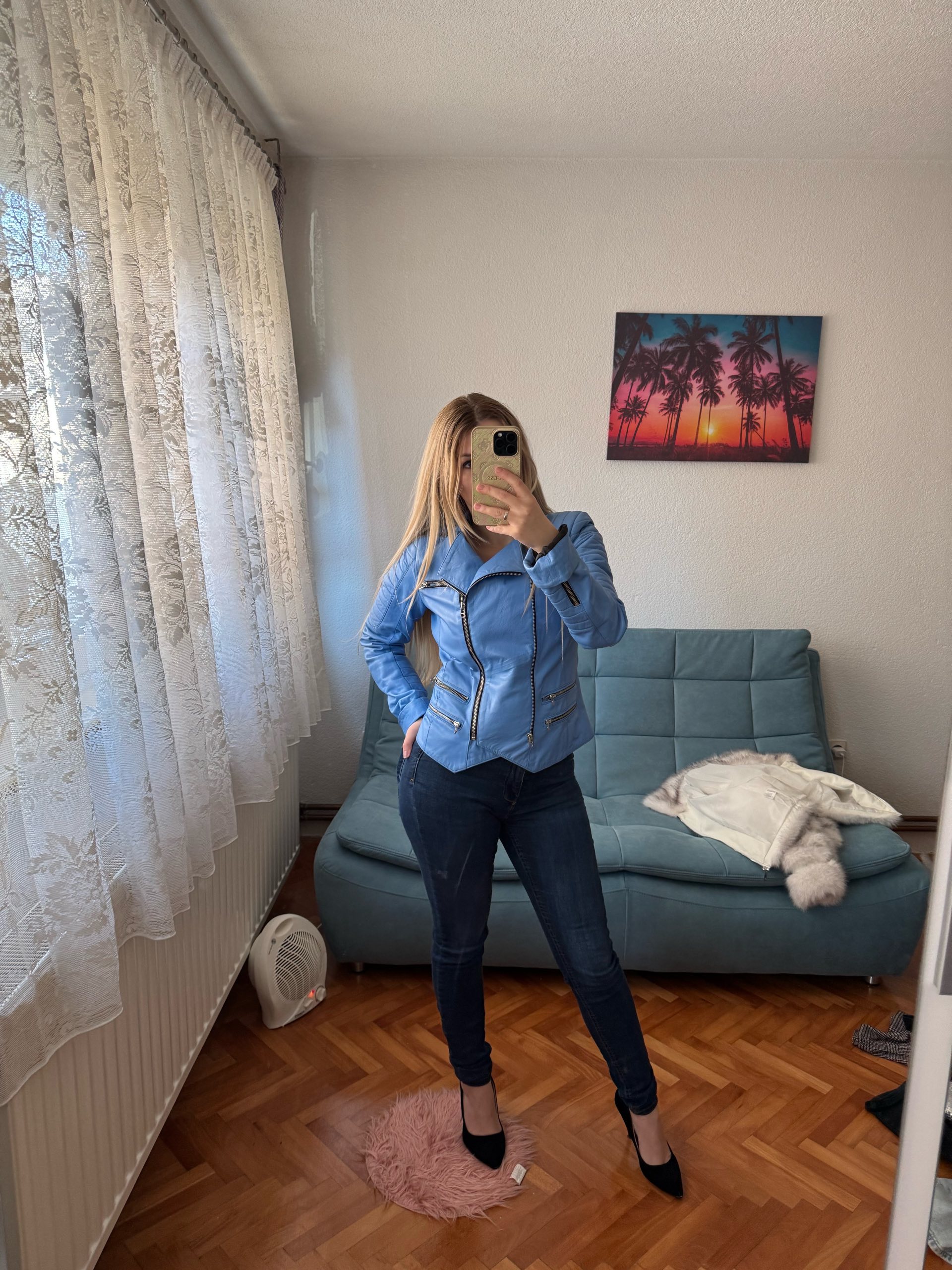 Plava kožna jakna 2