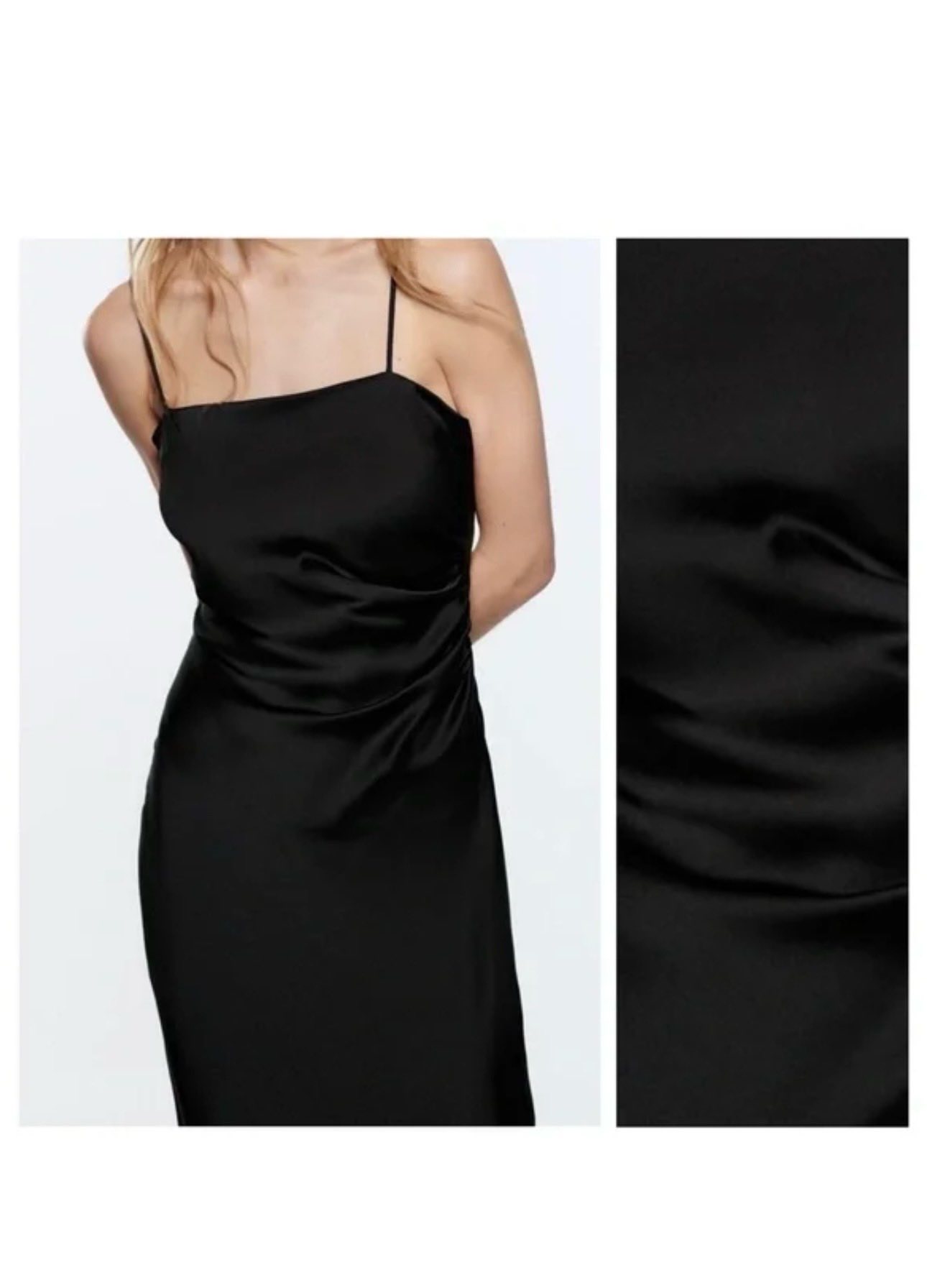 Zara crna midi saten haljina 2
