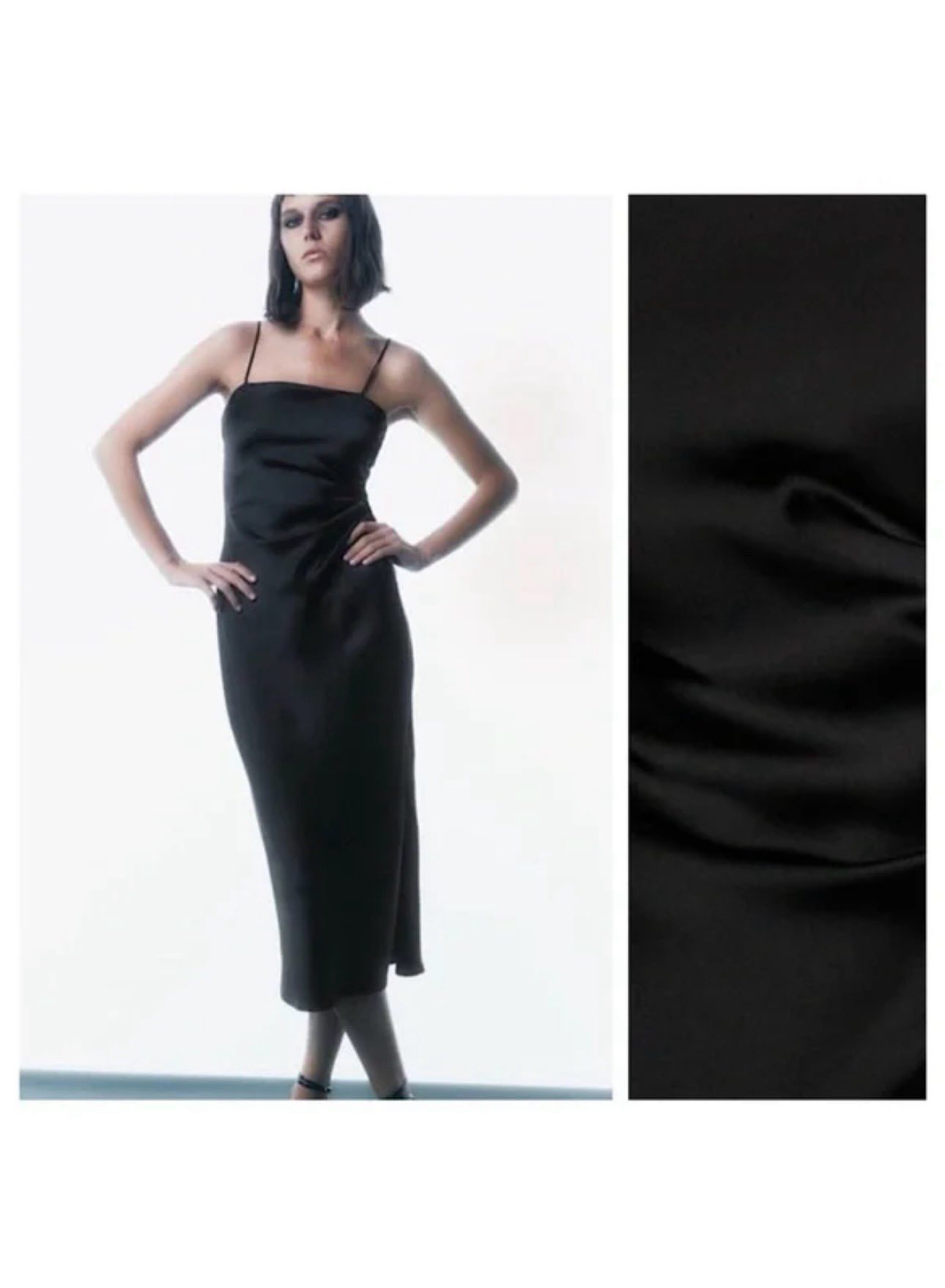 Zara crna midi saten haljina 1