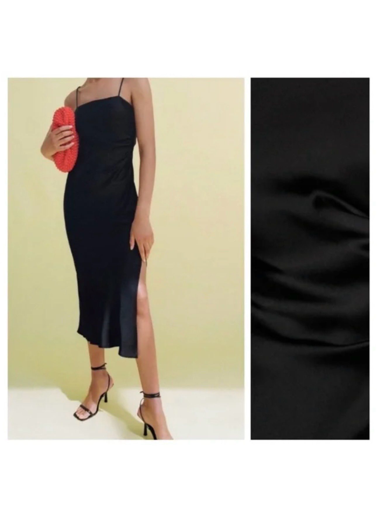 Zara crna midi saten haljina 0